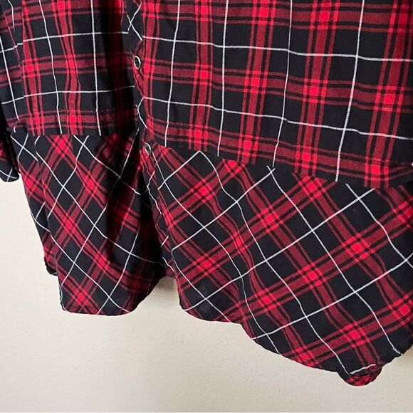 J. Jill Cotton Red, Black, White Plaid Long Sleeve Button Front Shirt Top Size M - Picture 6 of 13